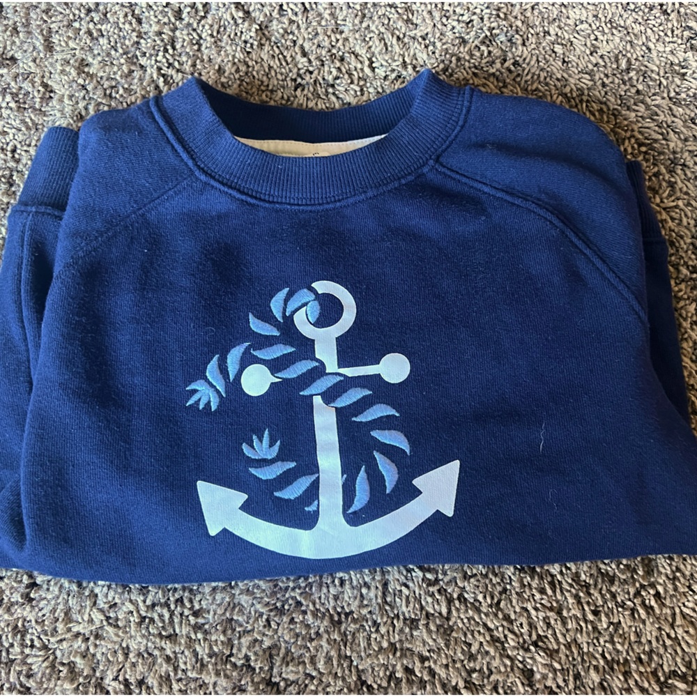 Janie and jack navy nautical sweatshirt, size 5